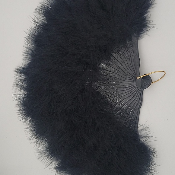Black Maribou Feather Fan - Picture 5 of 9